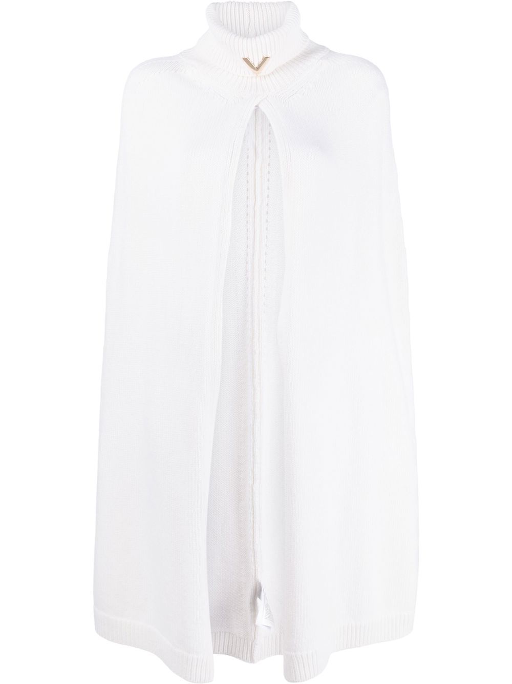 

Valentino logo-plaque cape-style knitted top - White