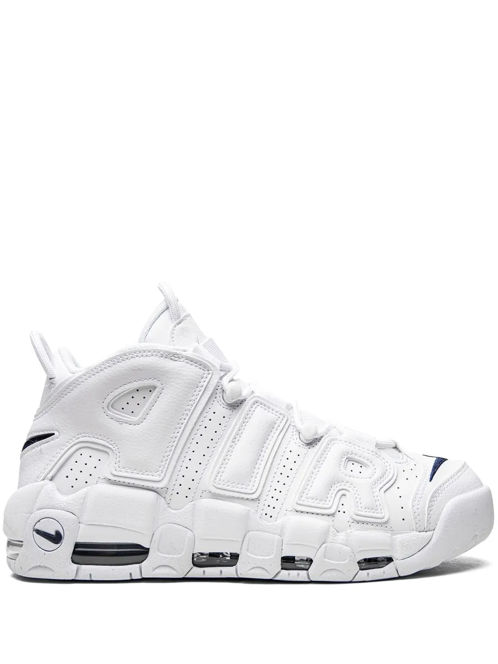 Nike uptempo white store blue