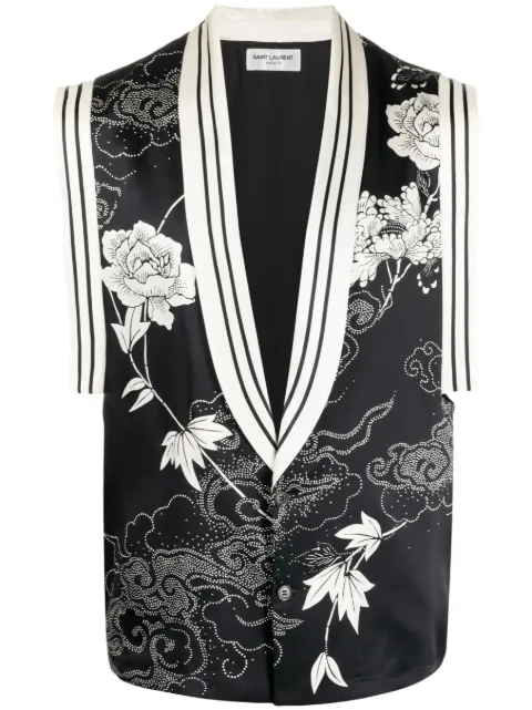 Saint Laurent floral embroidered silk waistcoat