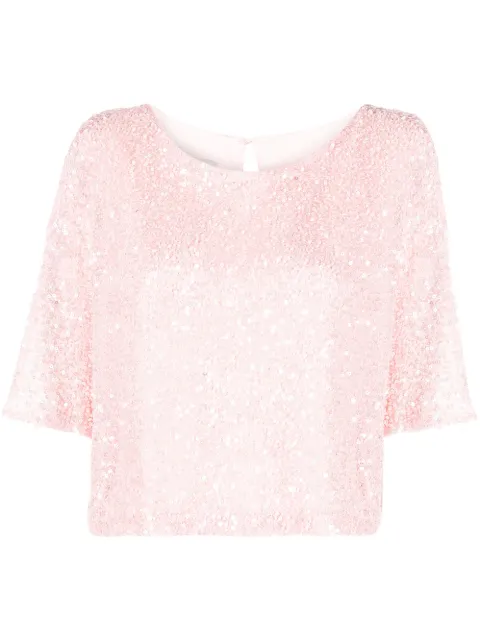 Fely Campo silk sequin-embellished blouse
