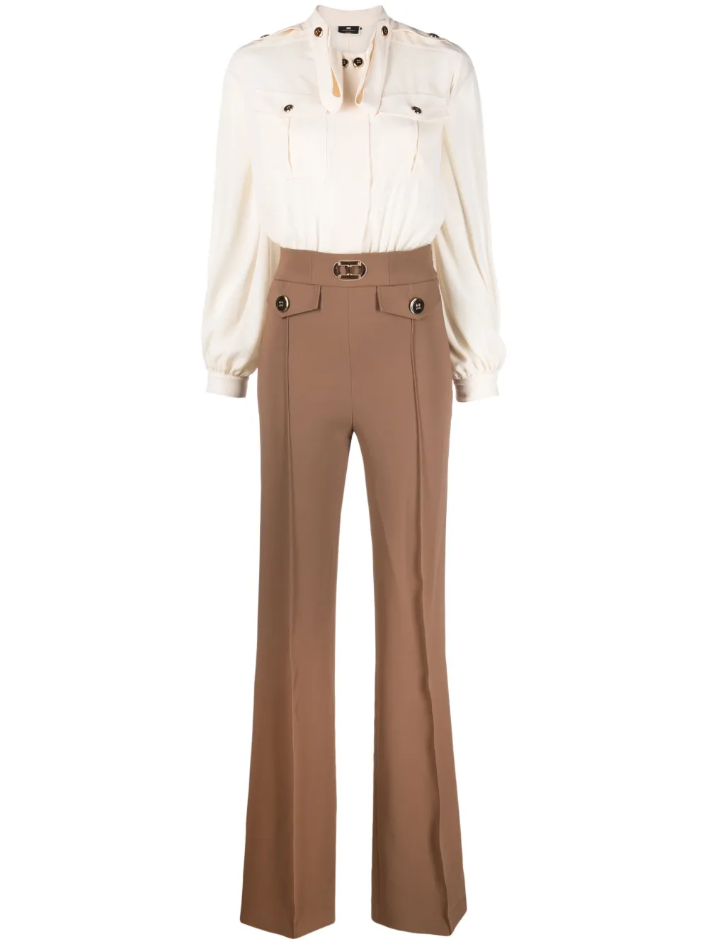 

Elisabetta Franchi panelled flared-leg jumpsuit - Brown
