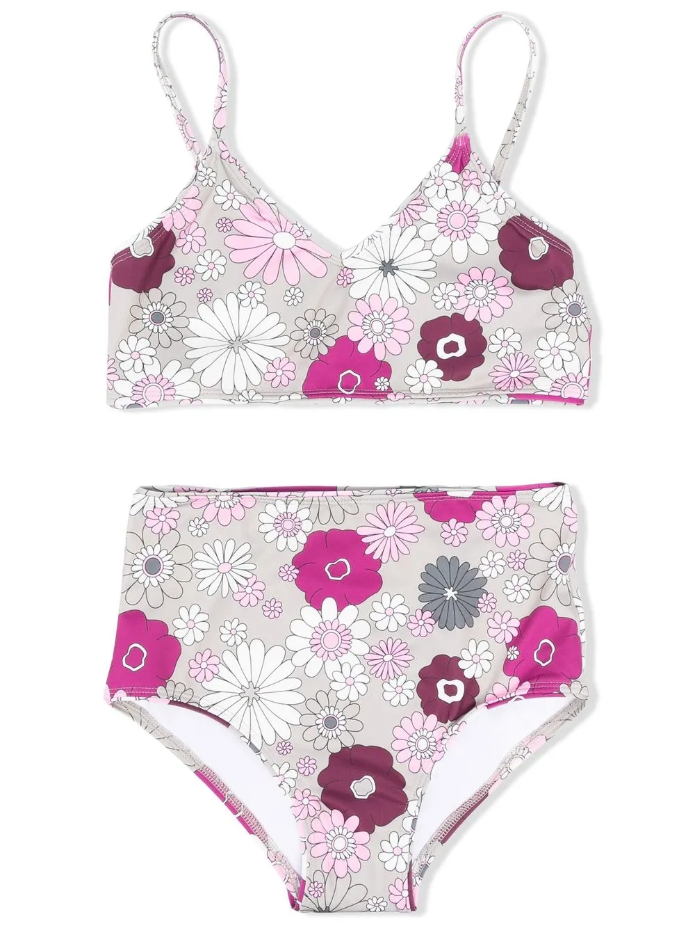 

Douuod Kids bikini con tiro alto y estampado floral - Verde