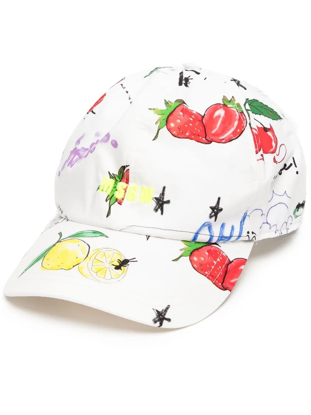 graphic-print logo-embroidered cap