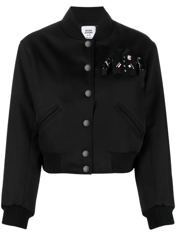 Opening Ceremony patch detail bomber jacket women Viscose Polyester Polyester Acetate 38 Black