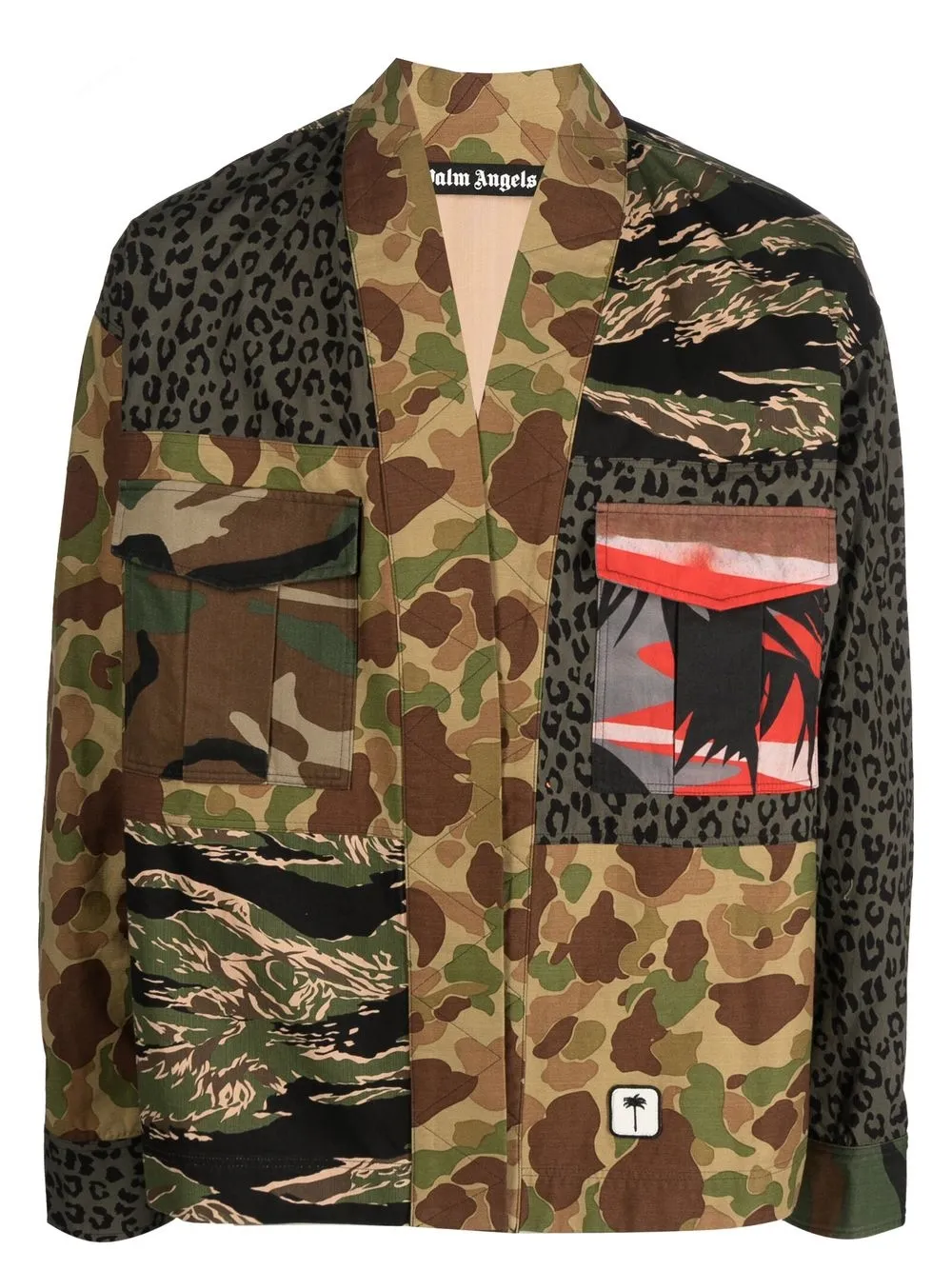 

Palm Angels chamarra con paneles y estampado militar - Verde