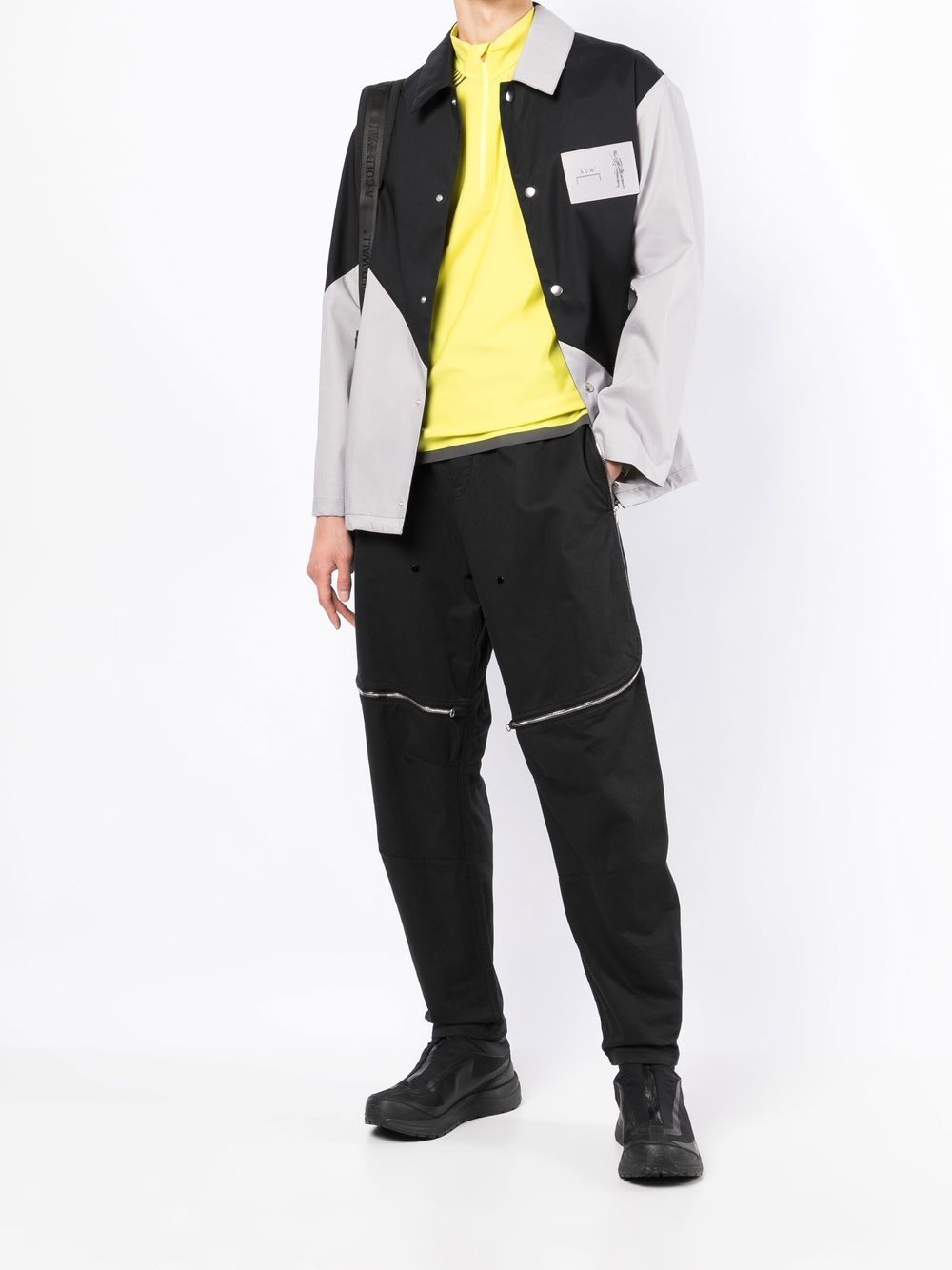 Shop A-cold-wall* Colour-block Panelled Shirt Jacket In Schwarz