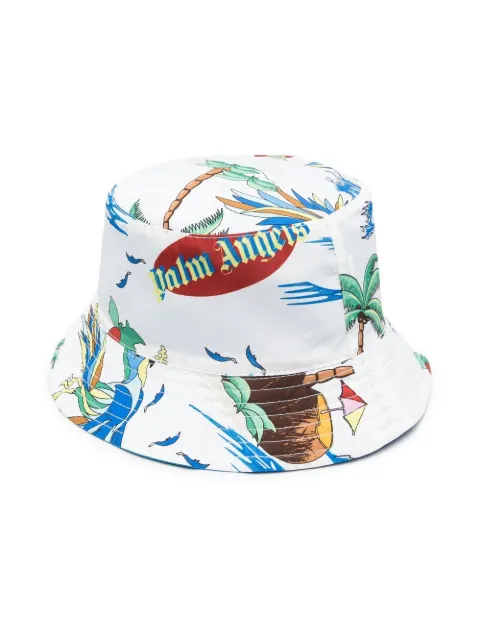 Palm Angels Kids floral bucket hat