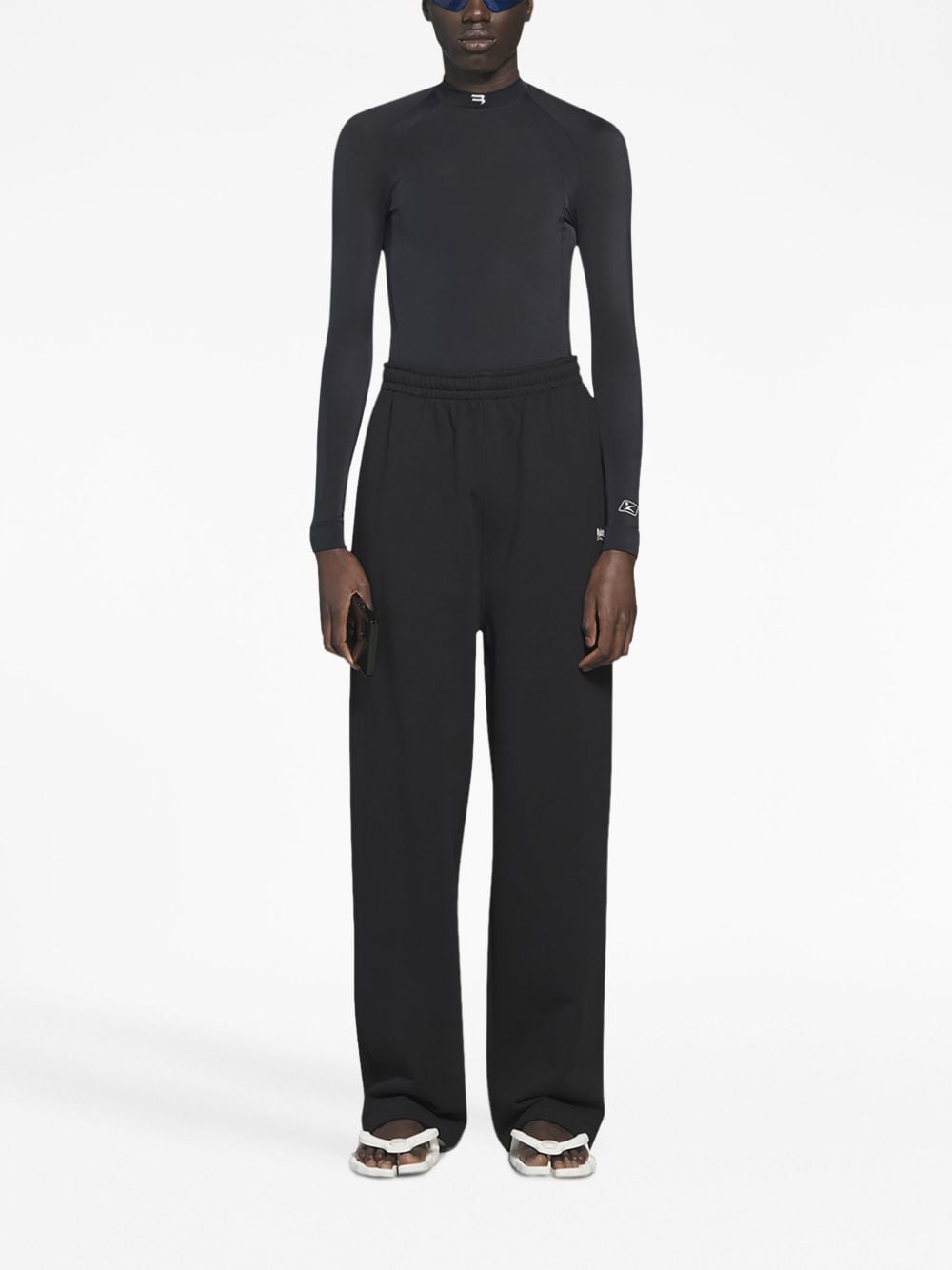 Balenciaga logo-print wide-leg trousers - Zwart