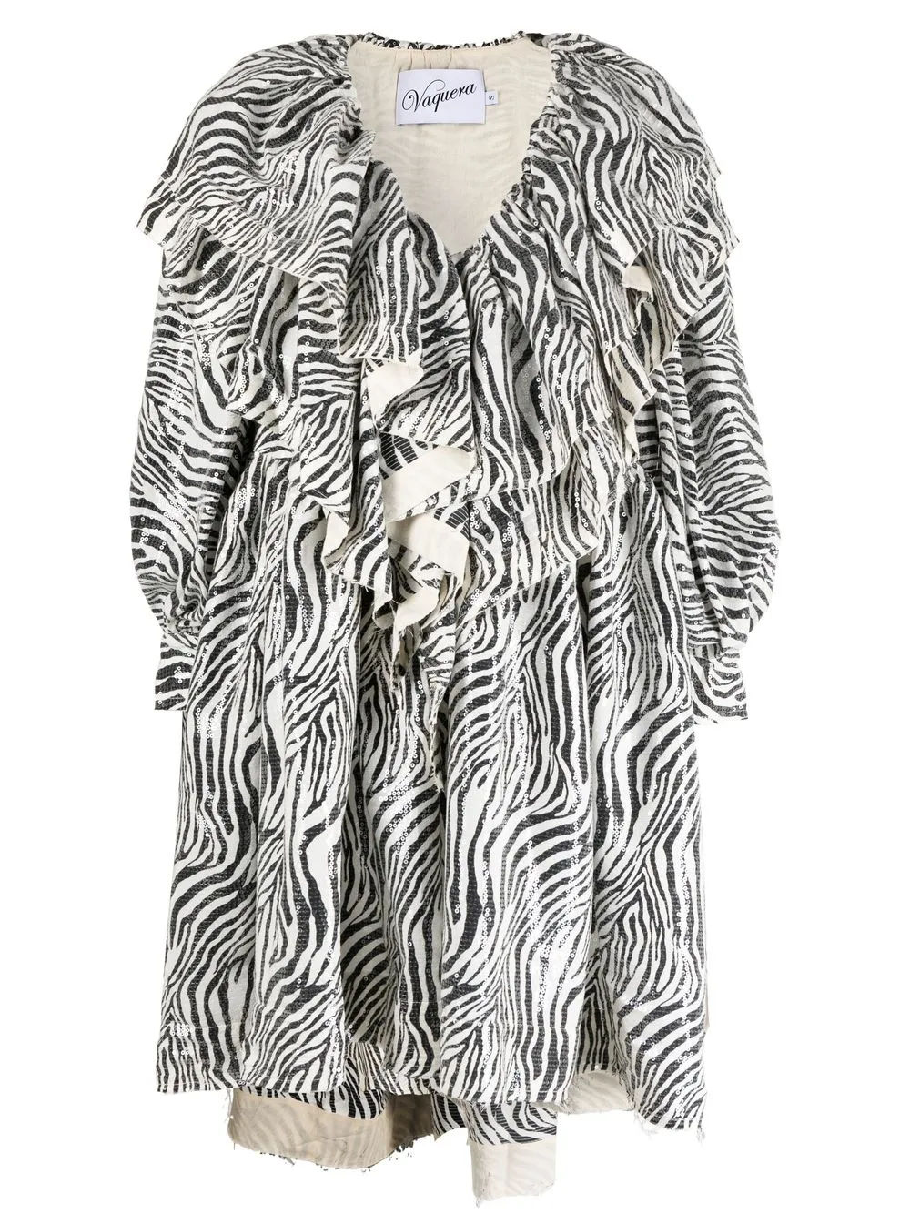 

Vaquera zebra-print sequined cotton dress - Black