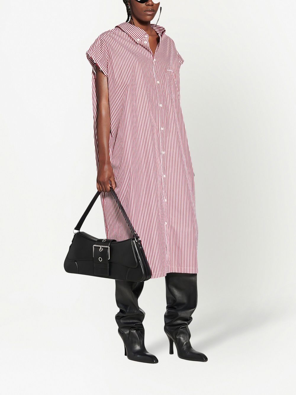 Balenciaga Pinstripe Shirt Dress In White | ModeSens