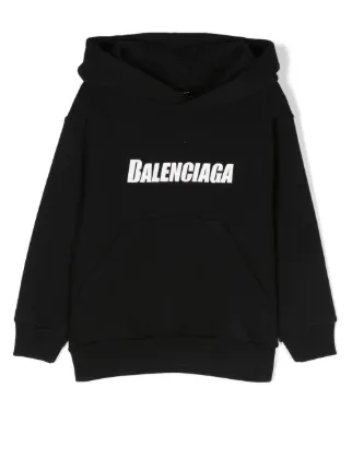 Balenciaga Kids chest logo Hoodie Black FARFETCH NZ