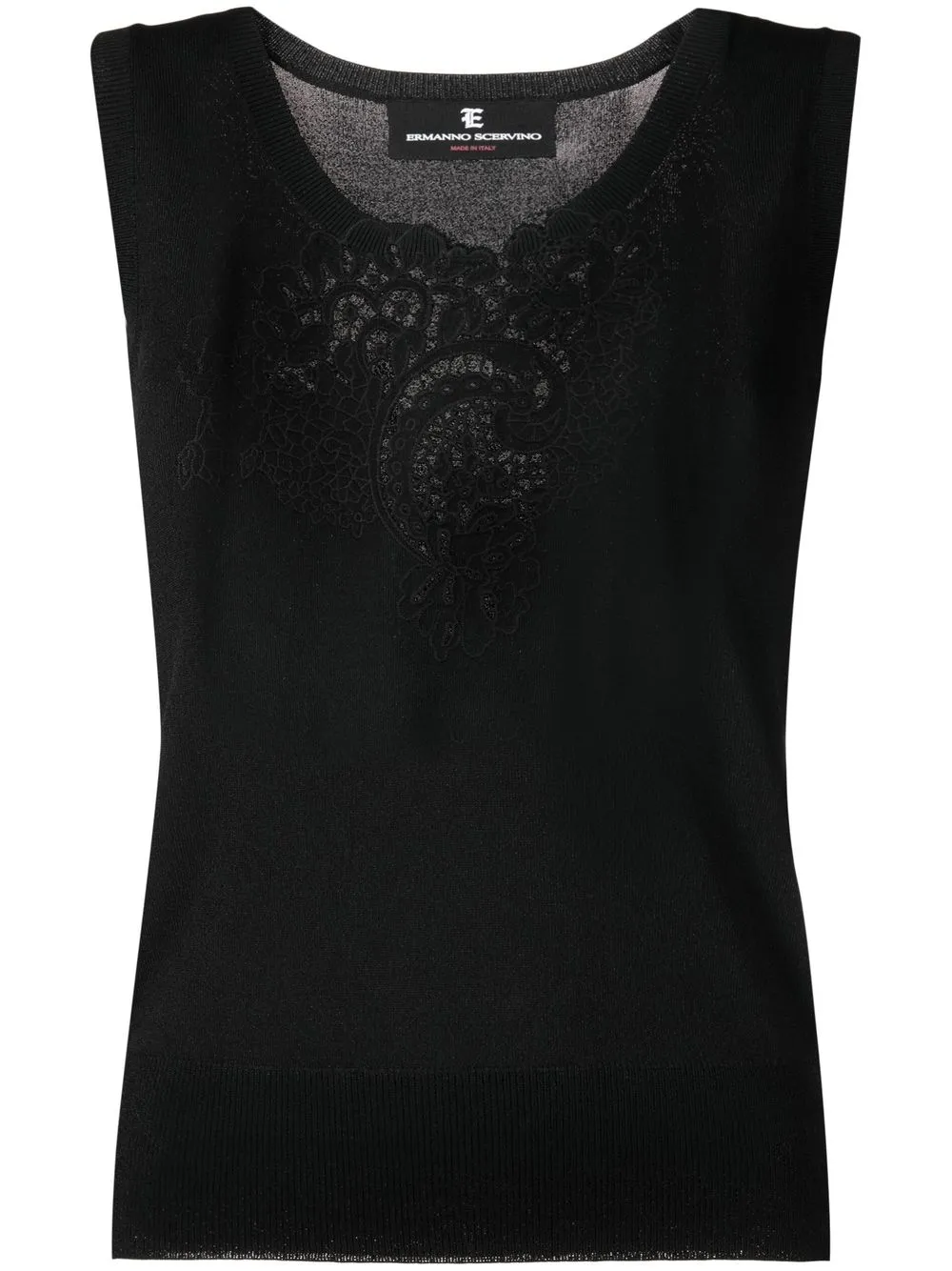 

Ermanno Scervino top tejido con detalle de encaje - Negro