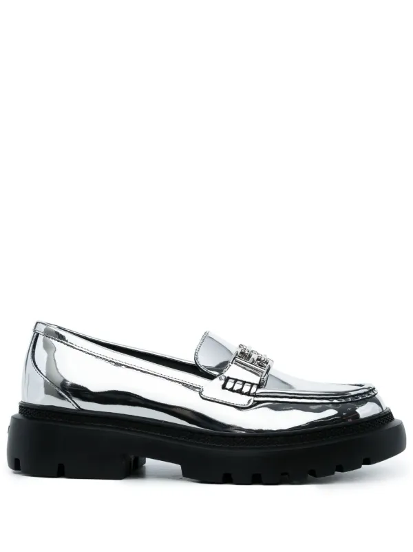 Bally Gioia Chunky Leather Loafers in Silver