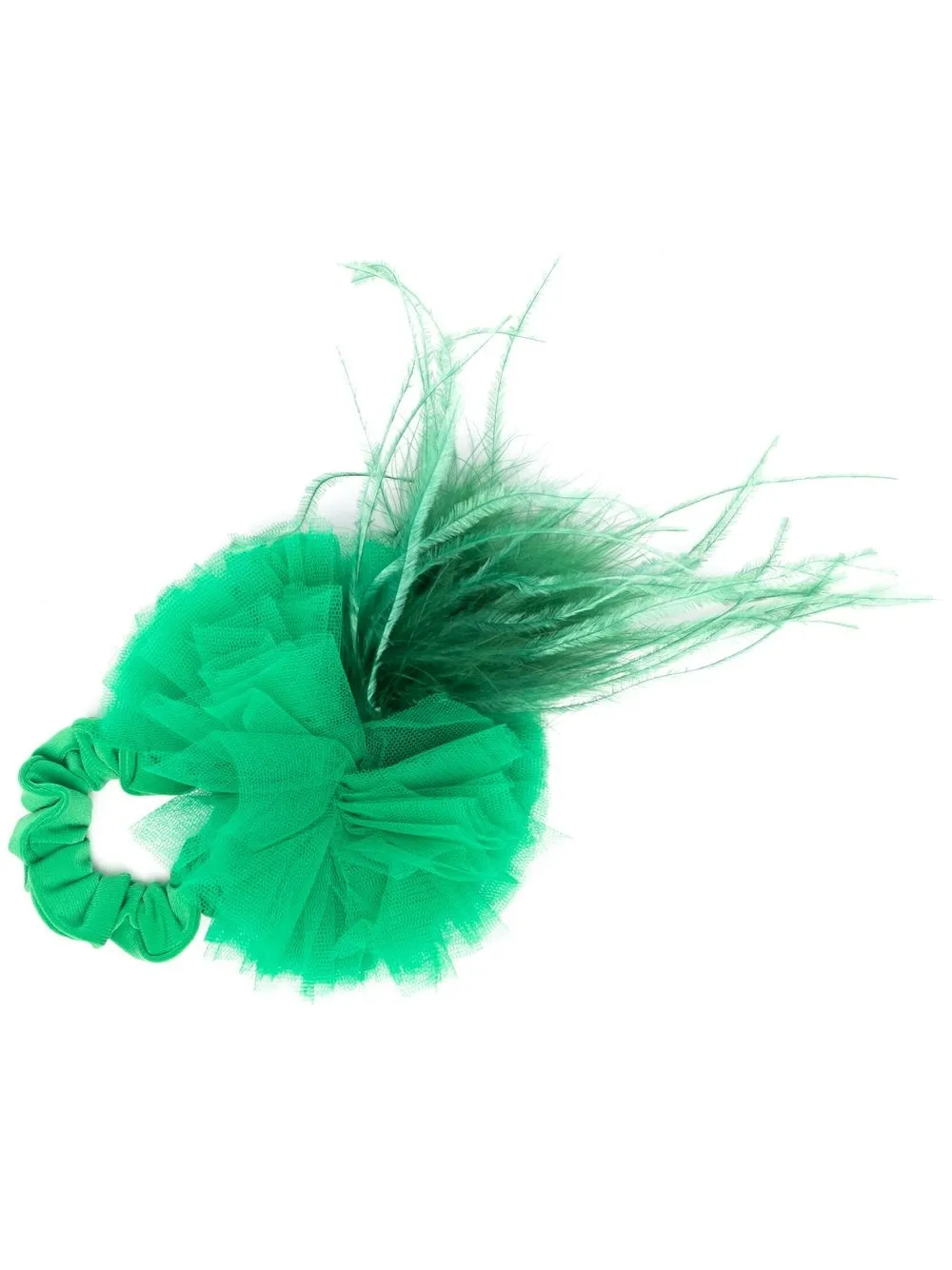 

STYLAND feather-detailed tulle scrunchie - Green