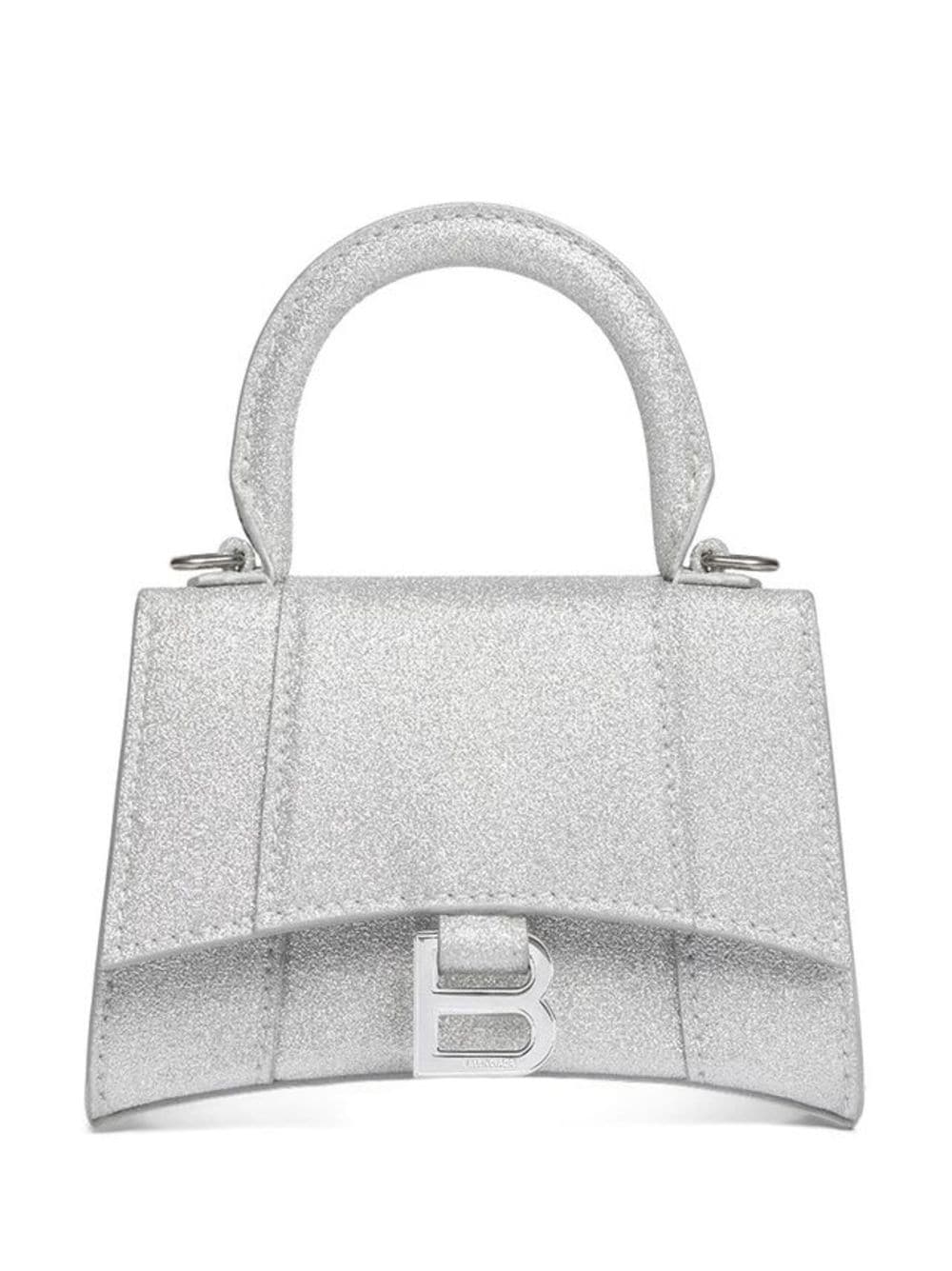 Balenciaga Hourglass Mini Glitter Top Handle Bag - 8110 -Silver