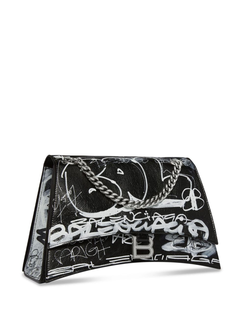 Shop Balenciaga Crush Leather Shoulder Bag In Black