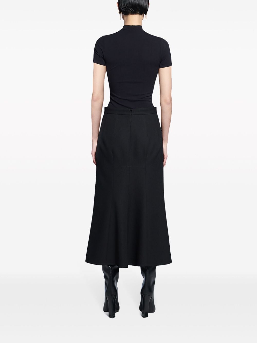 Shop Balenciaga A-line Flared Wool Skirt In Black