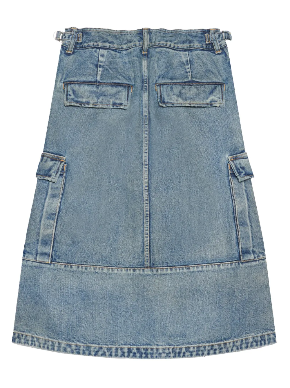 Balenciaga Logo-embroidered Cargo Denim Skirt In Blue