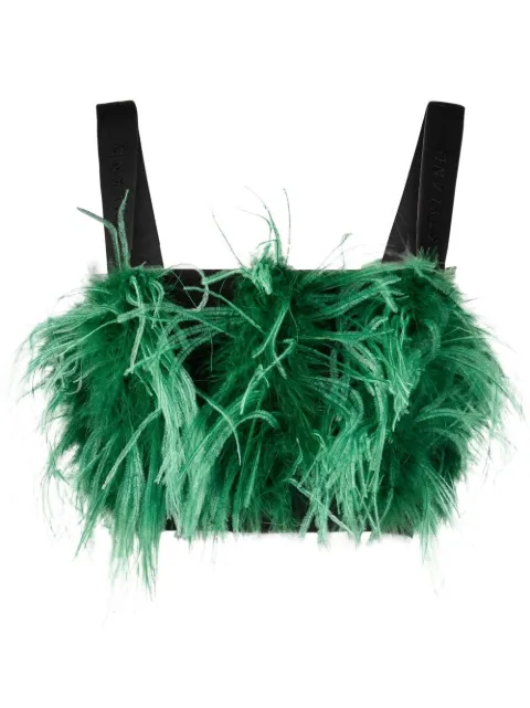 STYLAND feather-trimmed crop top