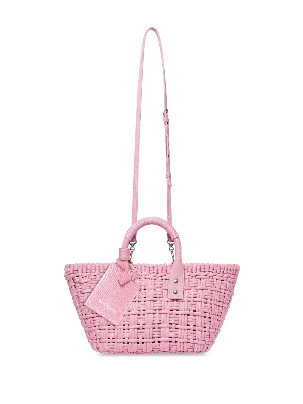 【送料&関税込】Balenciaga Pink Terry Fabric Bistro Xs Handb NWT BALENCIAGA Bistro XS Basket Bag in Pink Sponge Fabric
