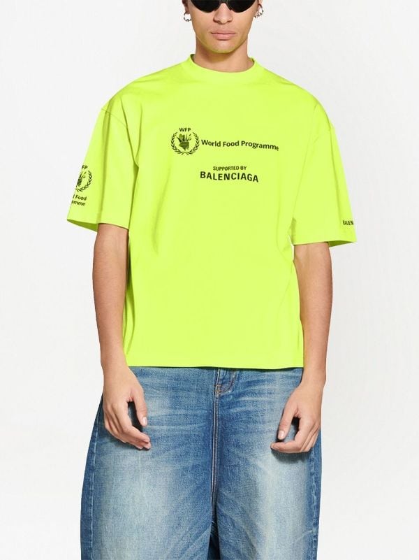 Balenciaga Oversized Neon Printed Cottonjersey Tshirt In Yellow  ModeSens