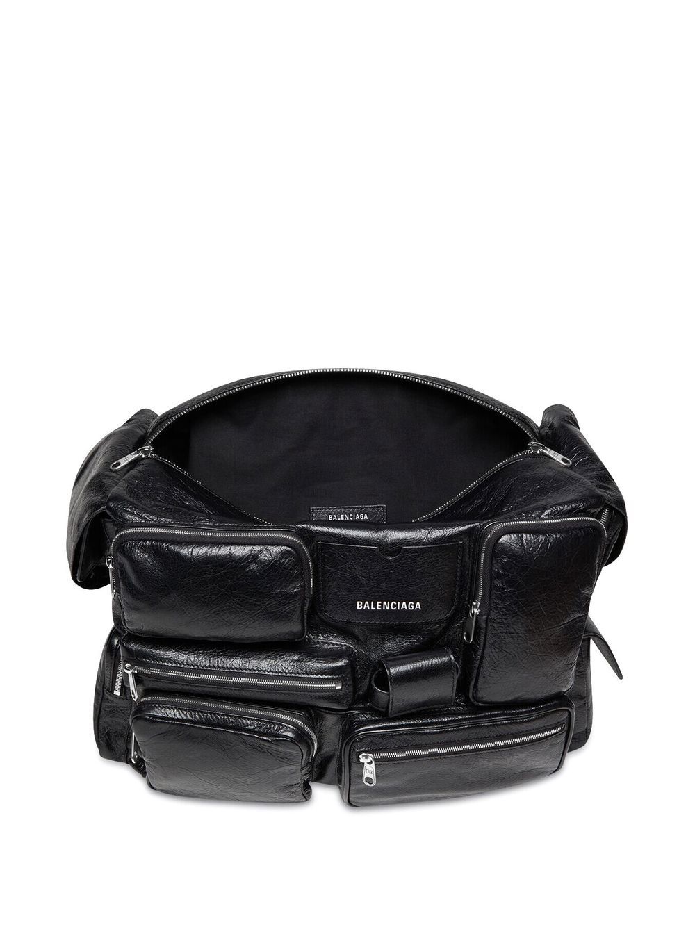 Shop Balenciaga Logo Zipped Shoulder Bag In Black