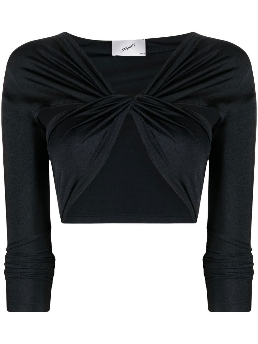 Shop Coperni Ruched Cropped Top In Black