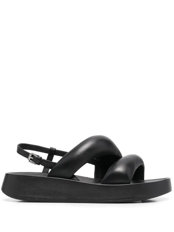 Ash Chunky Open-Toe Leather Sandals - Black