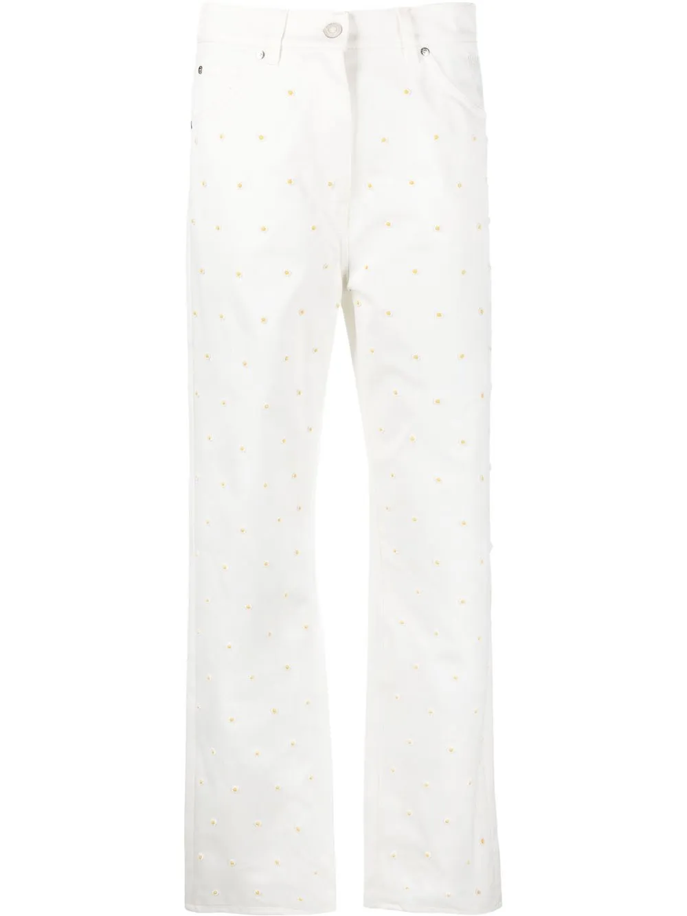 

MSGM floral bead-embellished straight-leg jeans - Neutrals