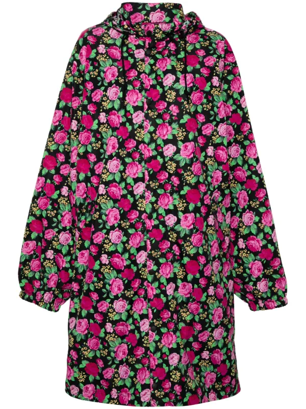 Balenciaga floral print Hooded Raincoat Pink FARFETCH JO