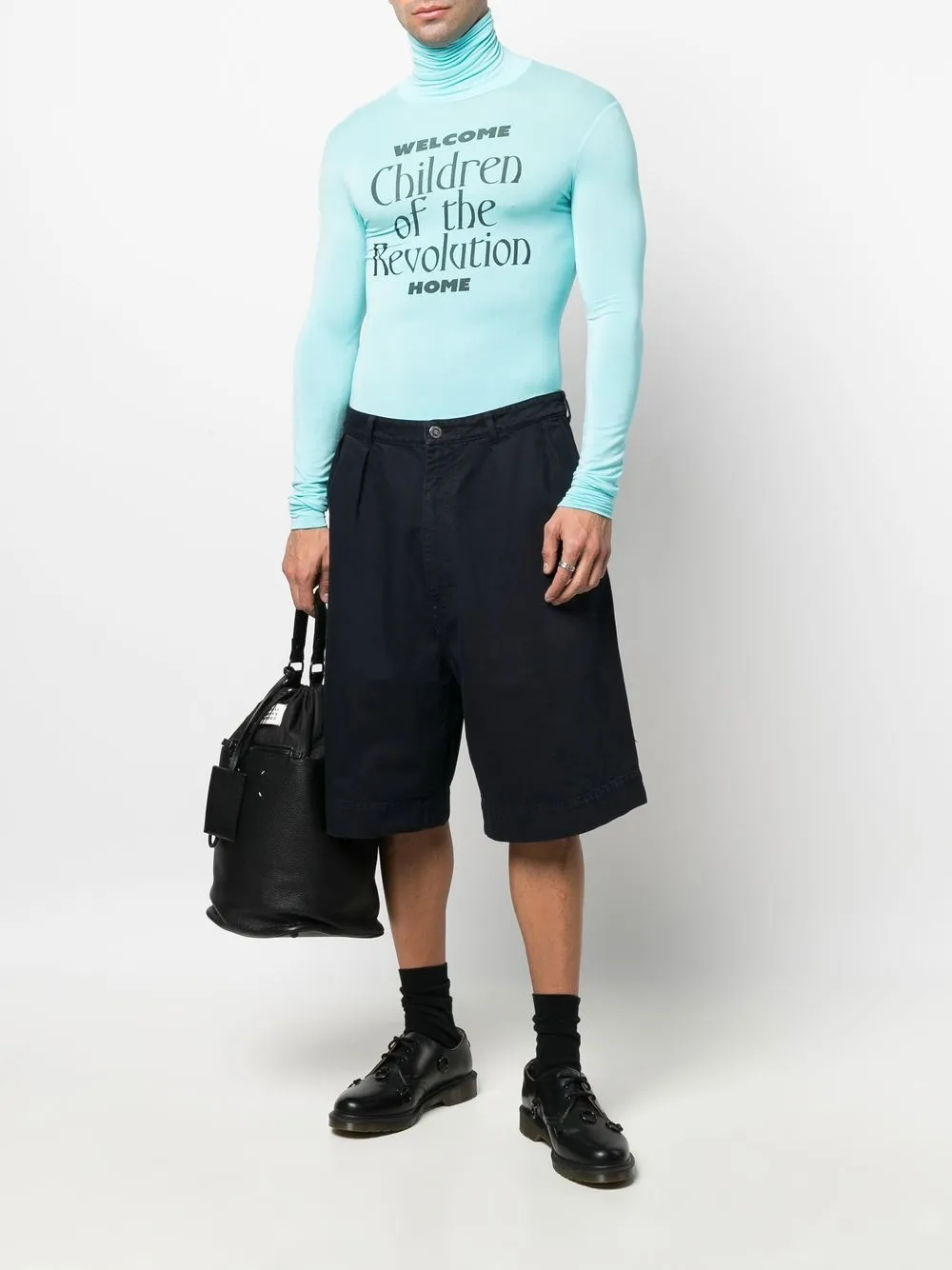 Raf Simons Geplooide bermuda shorts - Blauw