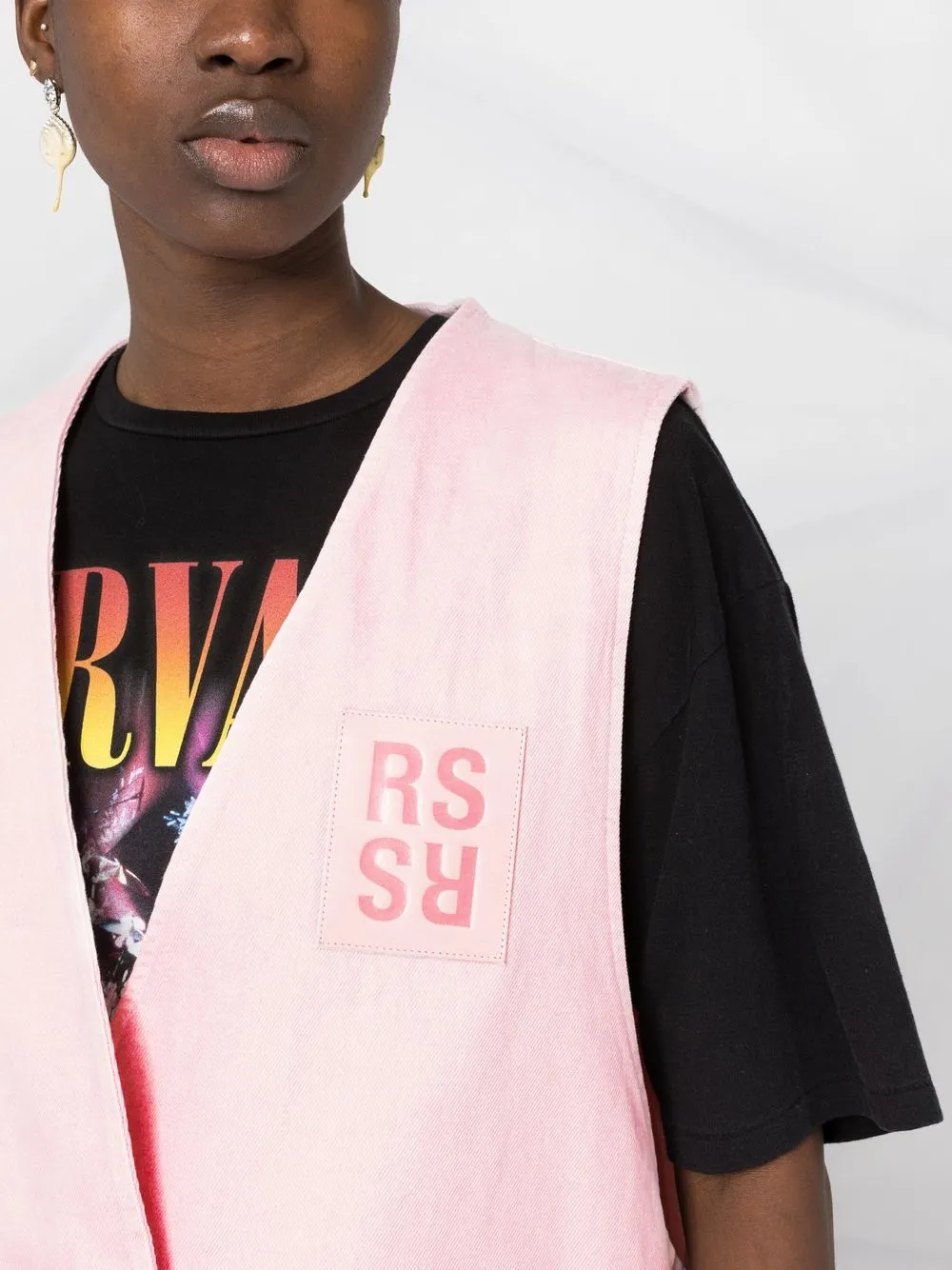 Raf Simons Denim Oversized Logo Patch Gilet - Farfetch