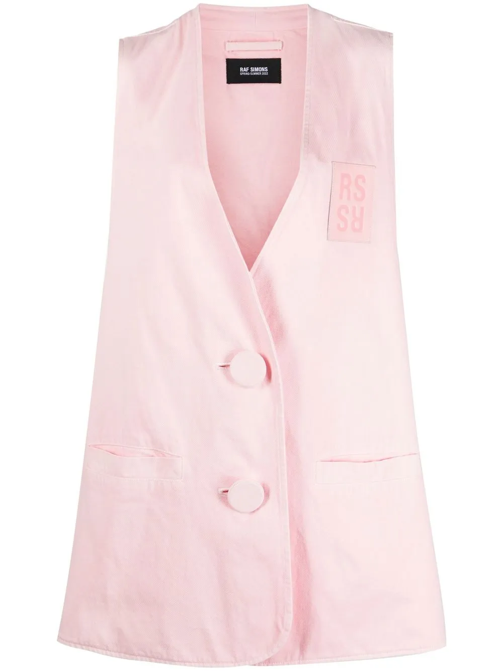 

Raf Simons chaleco de mezclilla oversize con parche del logo - Rosado