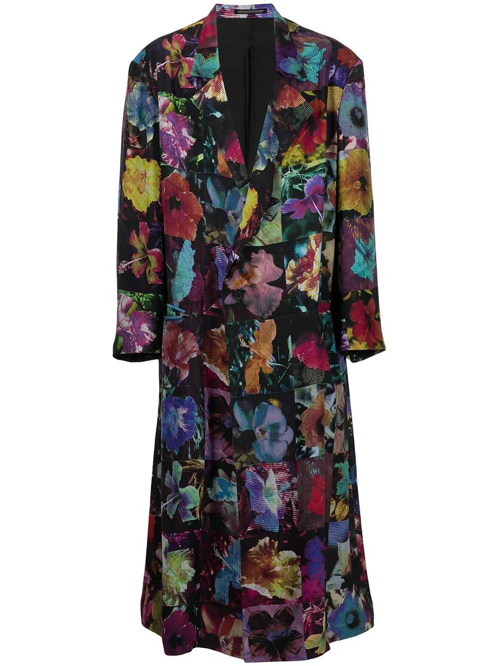 

Yohji Yamamoto abrigo con botones y estampado floral - Negro