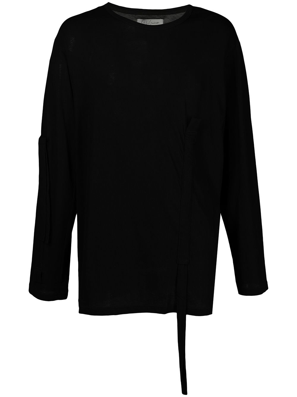 

Yohji Yamamoto playera manga larga con cuello redondo - Negro