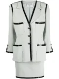 CHANEL Pre-Owned 1990s two-tone single-breasted skirt suit - Green