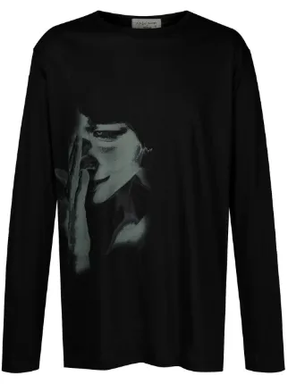 Top a maniche lunghe con stampa Nero Farfetch Uomo Abbigliamento Top e t-shirt T-shirt T-shirt a maniche lunghe 