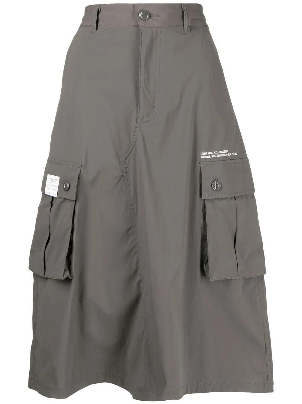 Chocoolate A-line Cargo Midi Skirt In Grey