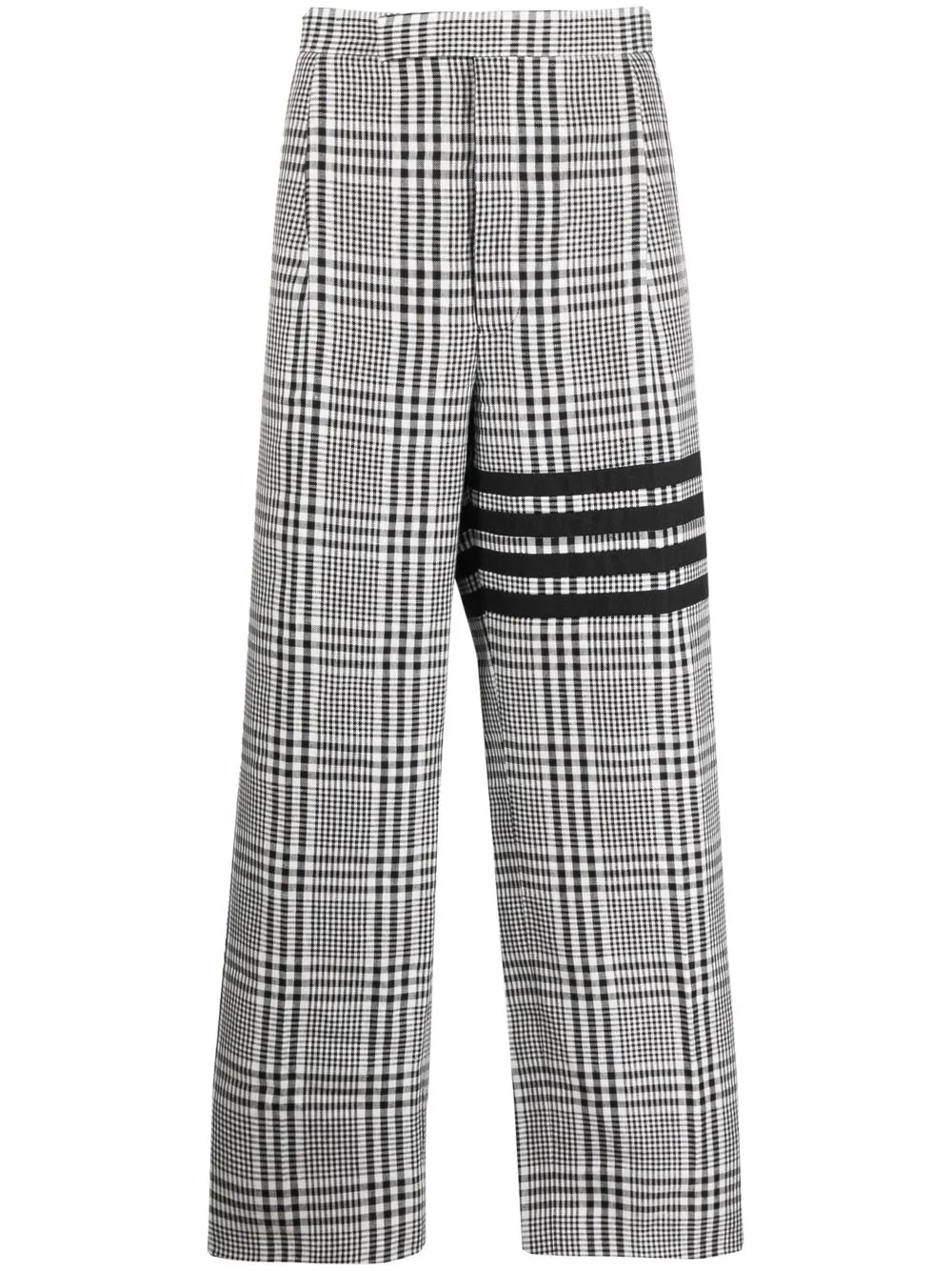 Shop Thom Browne 4-bar Stripe Checked Trousers In Black