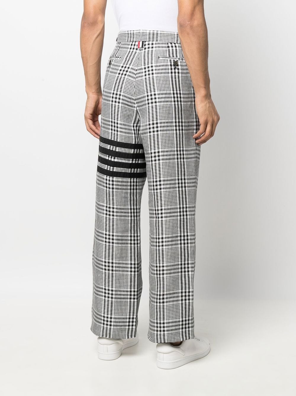 Shop Thom Browne 4-bar Stripe Checked Trousers In Black