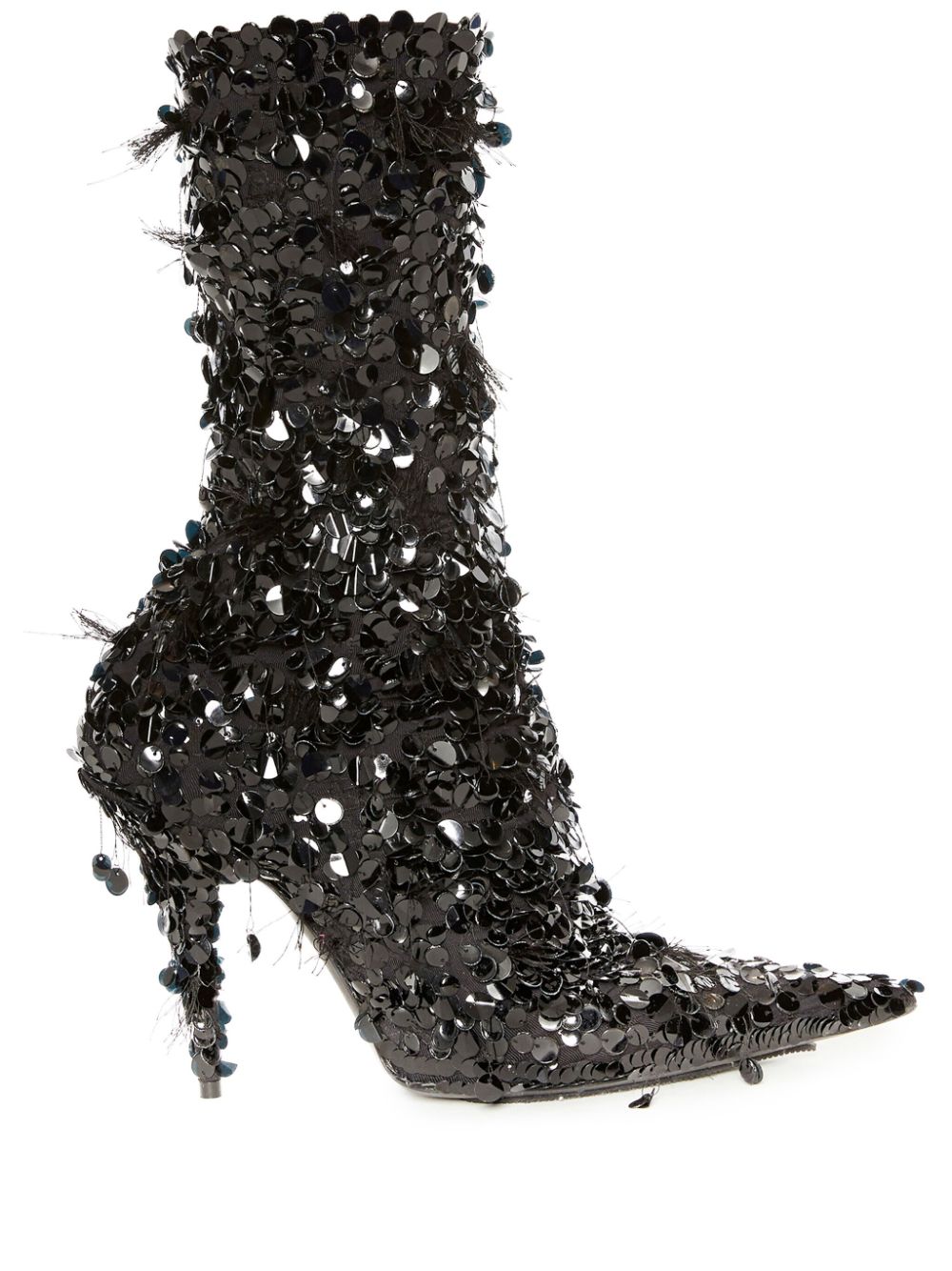 Balenciaga Knife Sequin-embellished Ankle Boots In Schwarz
