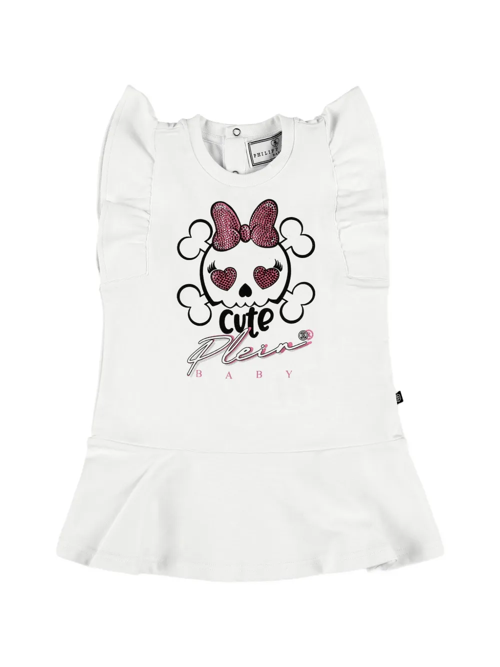 Philipp Plein Junior ruffle graphic dress - White