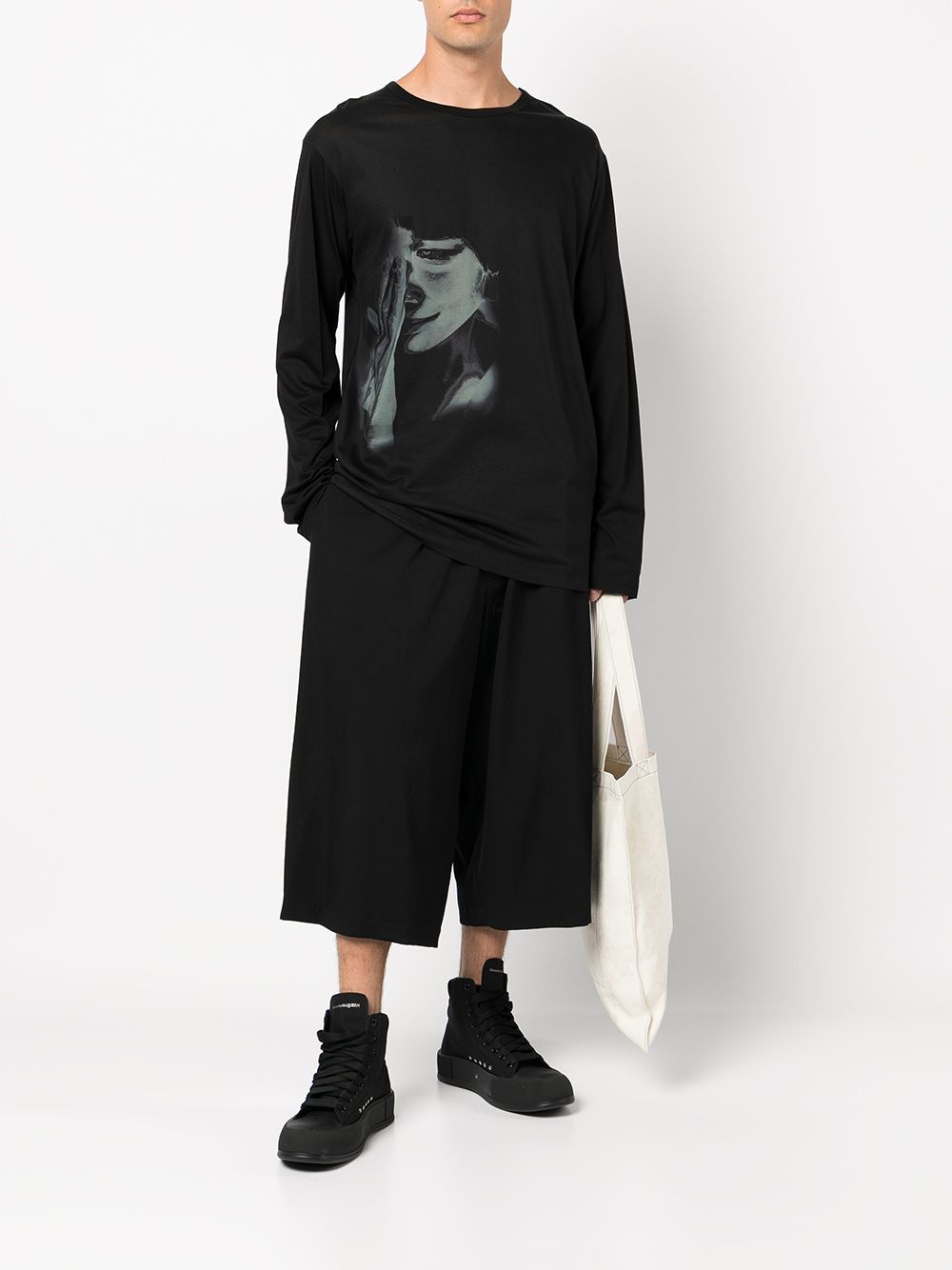 Yohji Yamamoto Cropped broek - Zwart