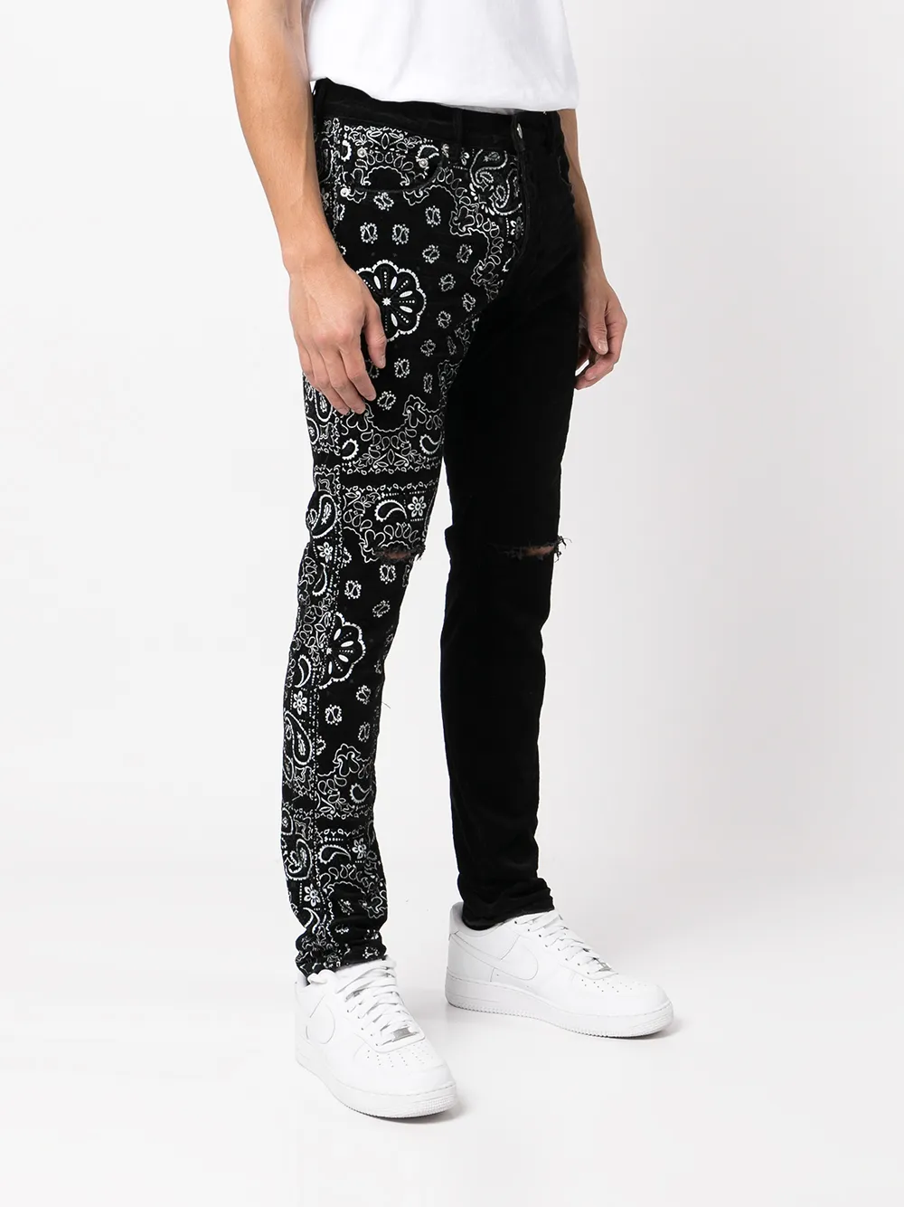 Purple Brand Bandanaprint Corduroy Trousers In Black ModeSens