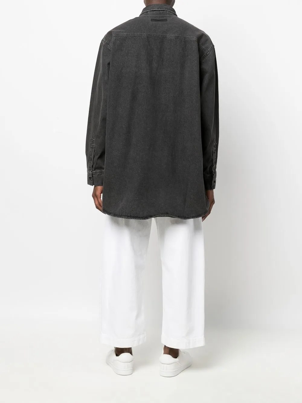 Essentials Oversized-cut Denim Shirt In Black