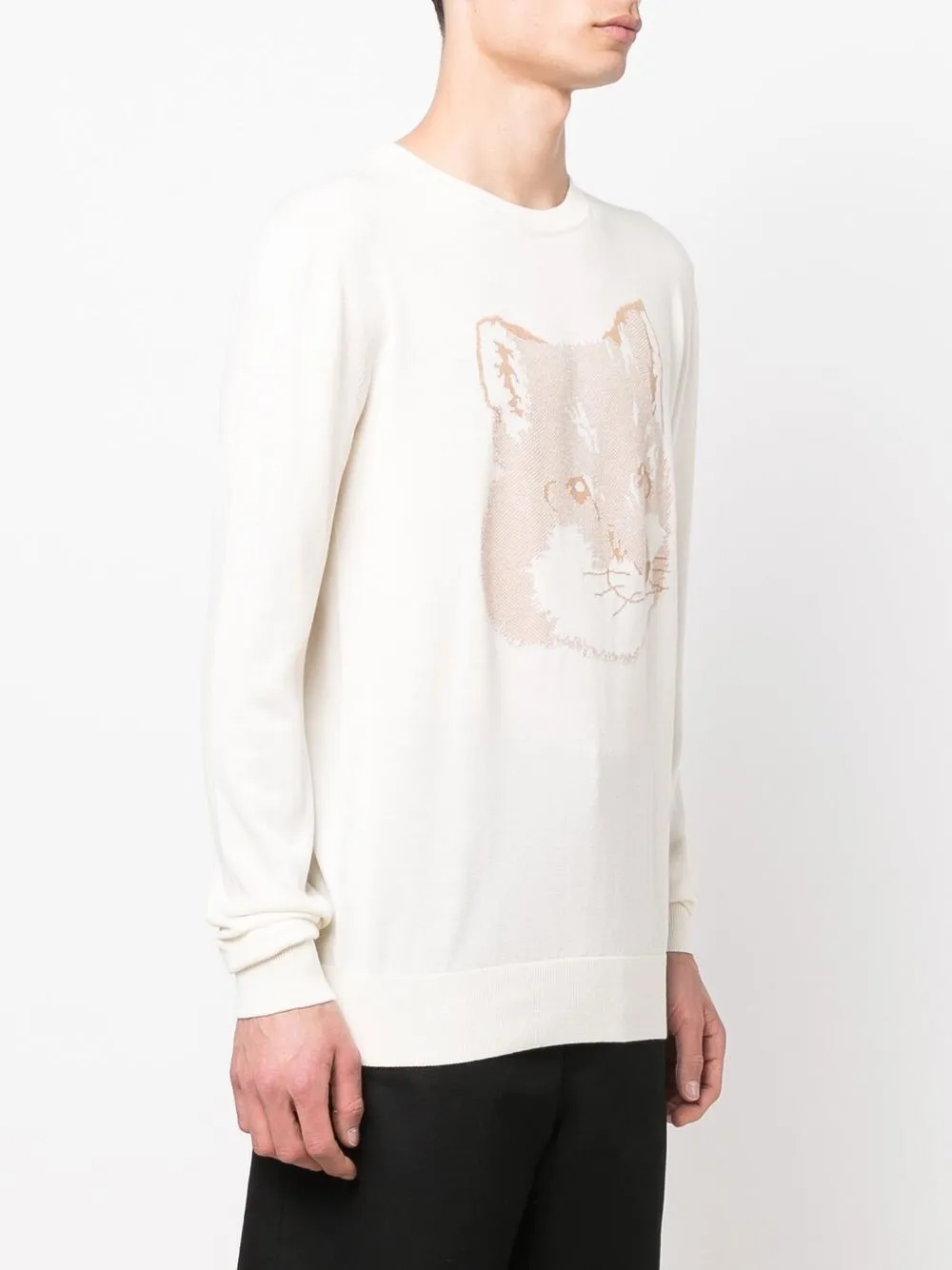 Maison Kitsuné Fox-jacquard Jumper In Neutrals