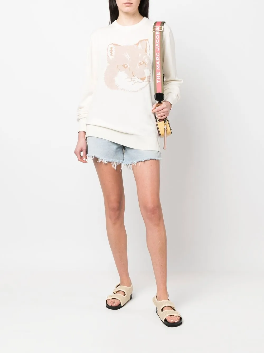 Maison Kitsuné Fox-jacquard Jumper In Neutrals
