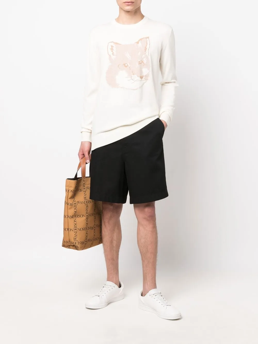 Maison Kitsuné Fox-jacquard Jumper In Neutrals