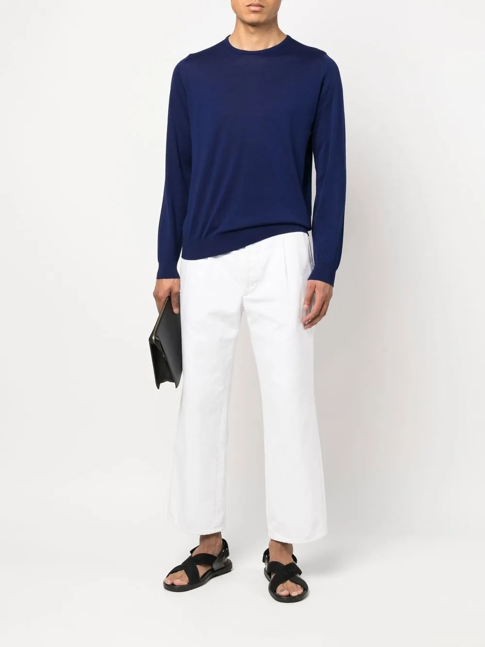 John Smedley Fijngebreide trui - Blauw