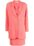 CHANEL Pre-Owned 1980s CC-button dress and blazer set - Orange